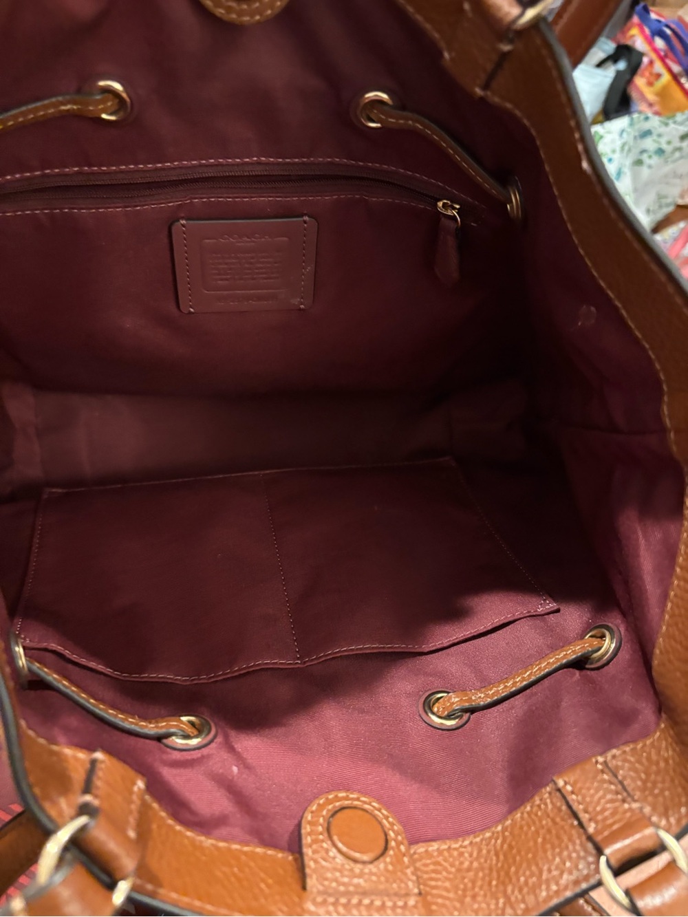 Coach Andy Chestnut Suede Tote with Tassel Accents - Picture 7 of 7